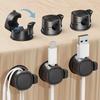 Lasocy Cable Holder, Set of 6, Spring-Loaded Cable Clips, 360° Rotation, Smooth Adjustment, Cord Holder for Desk, Wire Management, Strong Adhesive,