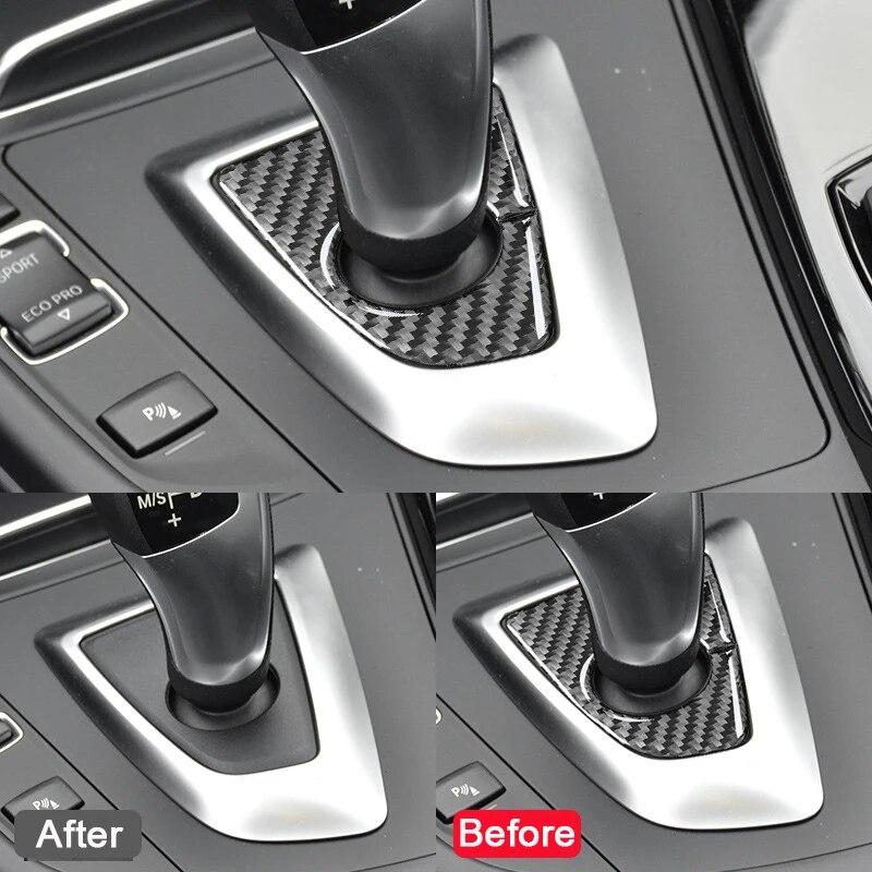 Настоящее углеродное волокно, автомобильная коробка передач, панель переключения передач, наклейка, аксессуары для BMW 3 серии F30 2013-