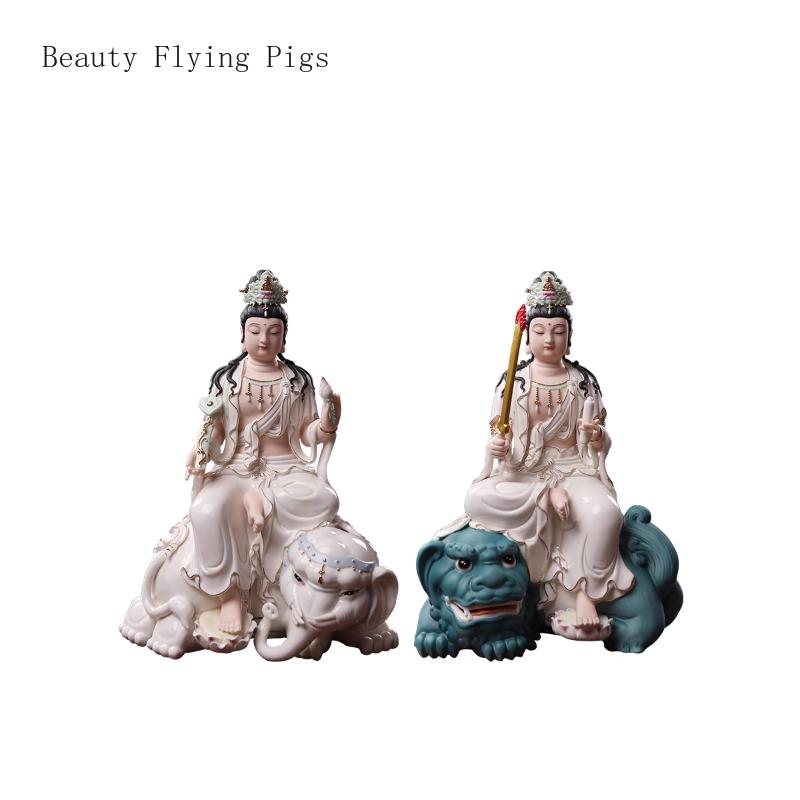 1шт 12 дюймов керамическая статуя Бодхисаттвы и Будды для дома, божество, фэн-шуй, украшение для дома