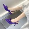 Fashion Comfort Shoes for Women Sandals Stiletto Heels Bow Tie Summer Suit Female Purple Large Size New Girls Low Pointed High Black Big