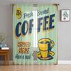 Vintage Metal Sign Fresh Brewed Coffee Sheer Curtains for Living Room Tulle Window Curtain Bedroom Kitchen Veil Drapes