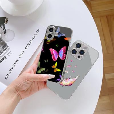 Чехол-бабочка N142 для iPhone 16, 15, 11 Pro Max, Samsung S24, S23 Ultra, A54, A35, A52, Xiaomi, Redmi Note 13, 12 Pro, закаленное стекло с покрытием