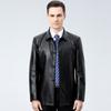 Men's Genuine Leather Jackets Men's Lapel Middle-aged Spring and Autumn Casual Leather Jackets Men's Dad Clothes