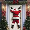 Рождественское украшение на дверь, забавный баннер с Санта-Клаусом для подвешивания на входную дверь, с надписью «Счастливого Рождества», зимний фон, вывеска для крыльца для внутреннего праздничного декора