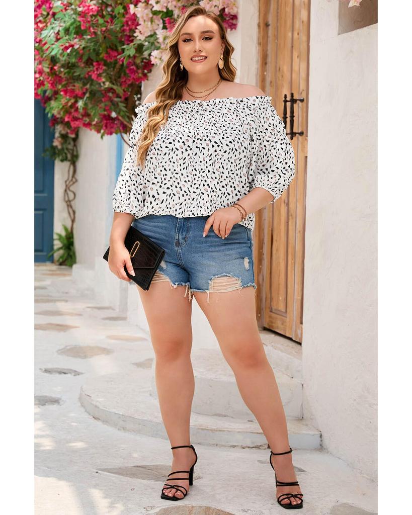 Azura Exchange Блузка с открытыми плечами в горошек