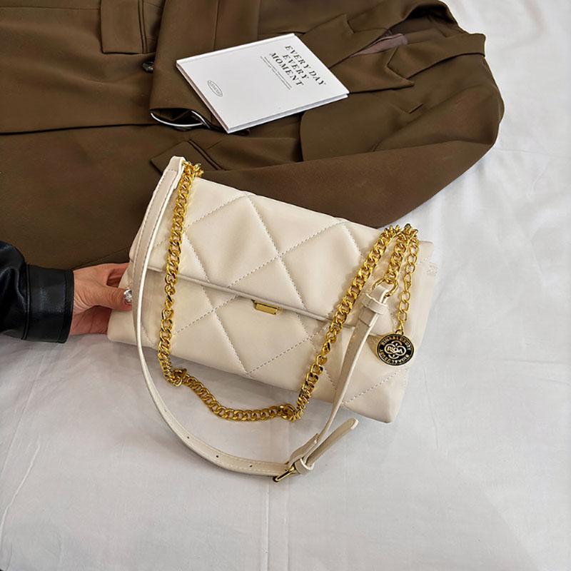 Autumn Winter High-Grade Sense Underarm Bag Lady New Fashion Plaid Chain Simple All-Match Retro Texture Shoulder Crossbody Pack