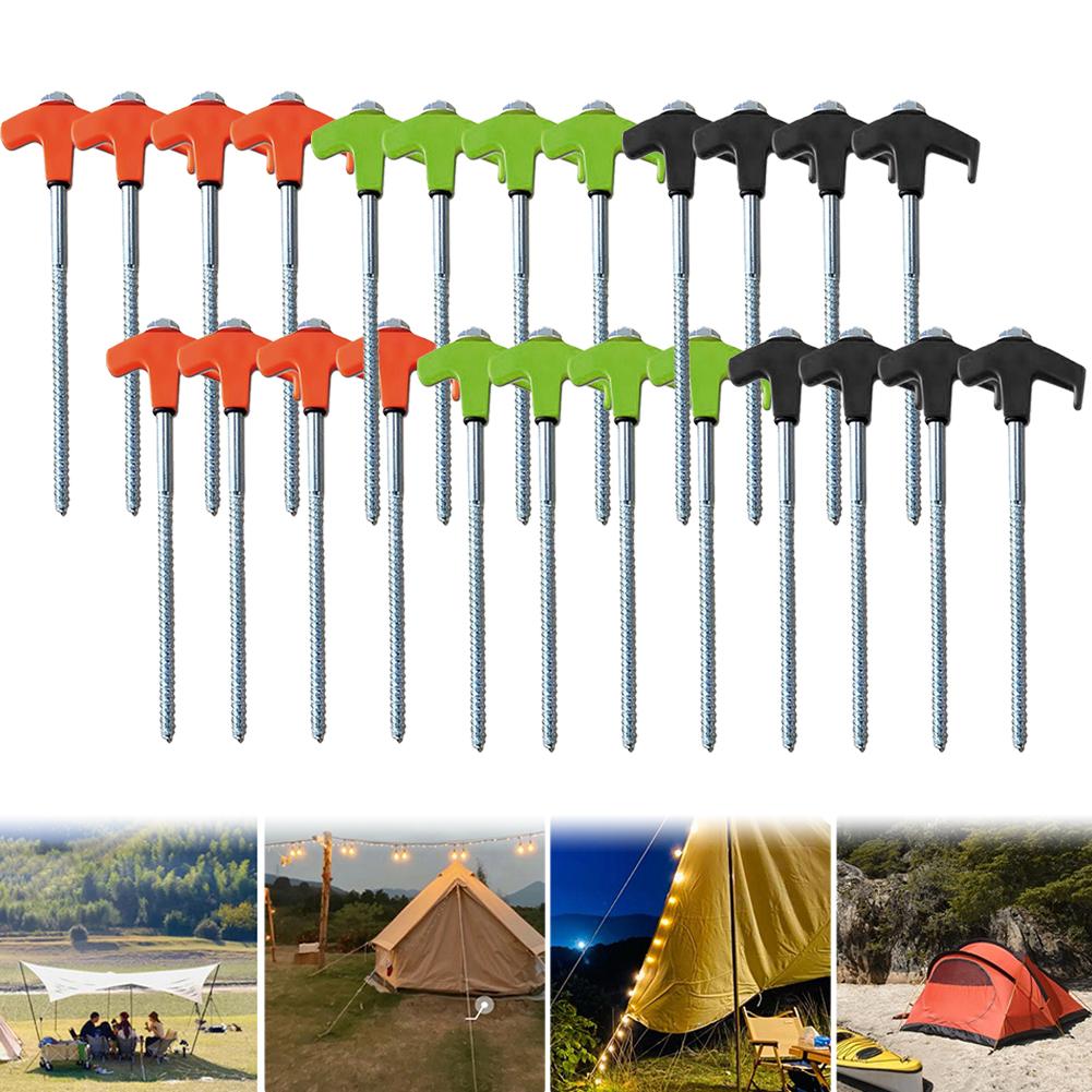 8Pcs Heavy Duty Spiral Screw with Hex Socket Stakes Tent Pile Ground Nail Anchors Fixed Pin Pegs For Outdoor Camping Tools