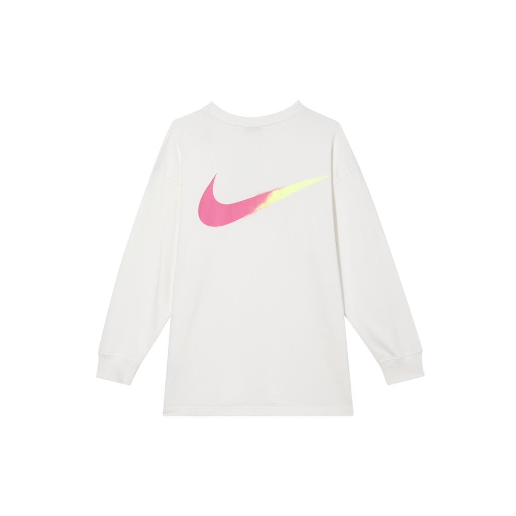 Nike Футболка свободного покроя с круглым вырезом и винтажным американским принтом, с длинным рукавом и заниженной линией плеч, женская футболка Sail HJ1497-133