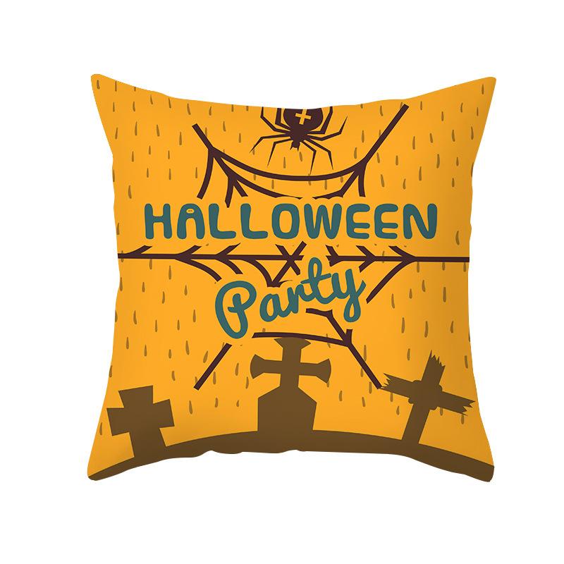 Halloween Cartoon Skull Spider Demon Bat Decorative Pattern Pillow Case Bedroom Living Room Sofa Cinema Garden Throw Pillow Case