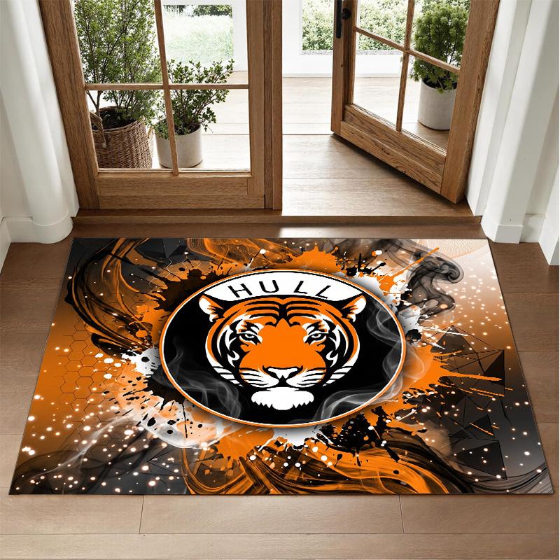 Hull City Football Design Crystal Velvet Rug Soft Decorative Mat for Bedroom Entrance