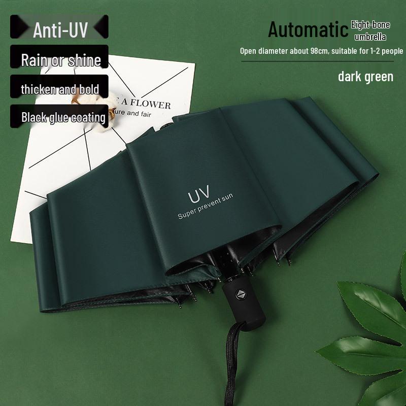 Пользовательский УФ Черный Клей Зонт от Солнца и Дождя – Женский Трехсложный Дизайн с Нанесением Логотипа.