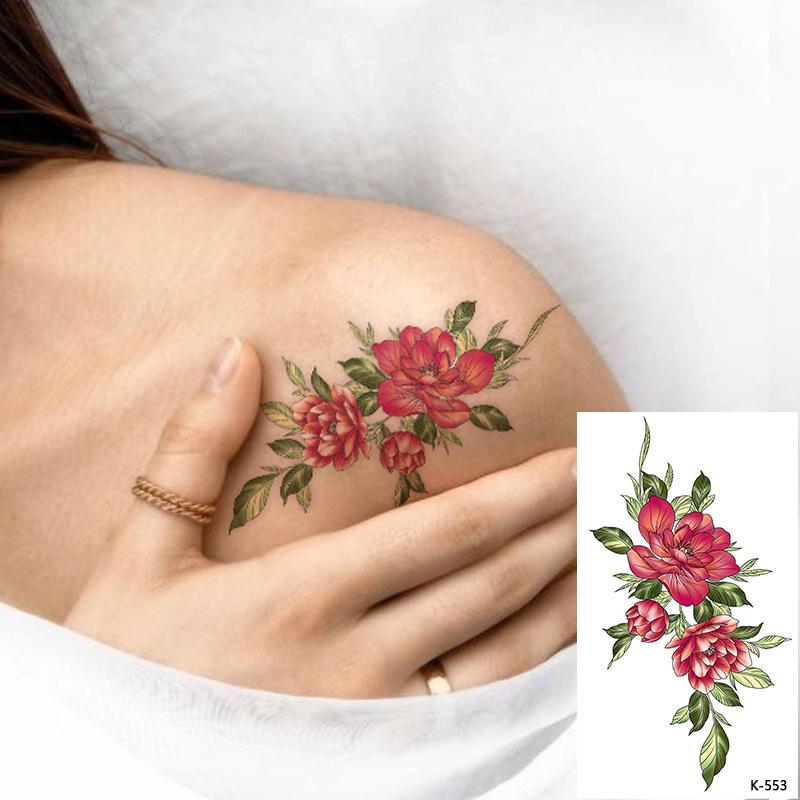 Waterproof Tattoo Stickers: English Letters, Flowers & Butterfly Sketches