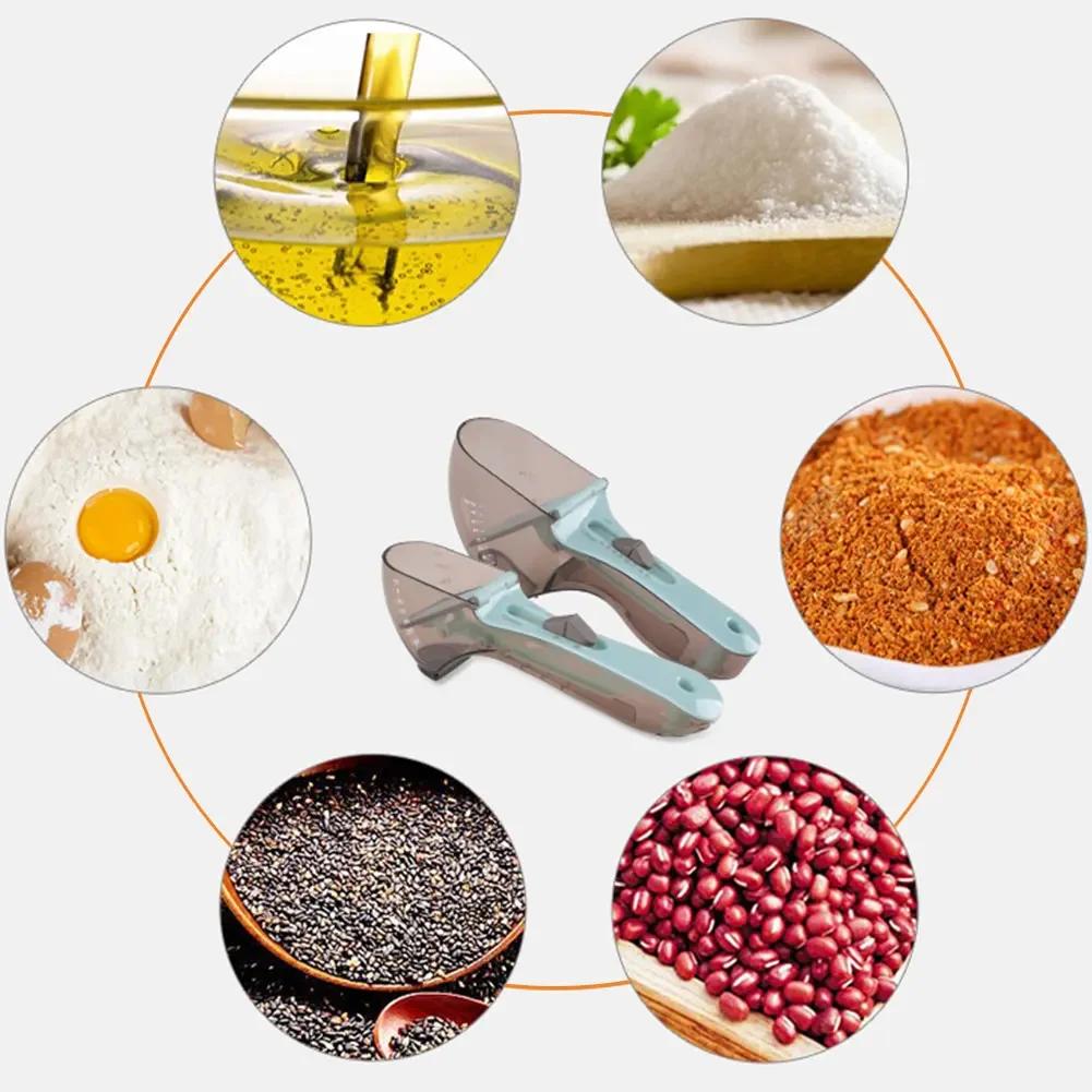 Регулируемая мерная ложка со шкалой Пластиковая мерная ложка для выпечки и кулинарных принадлежностей Кухонный измерительный инструмент