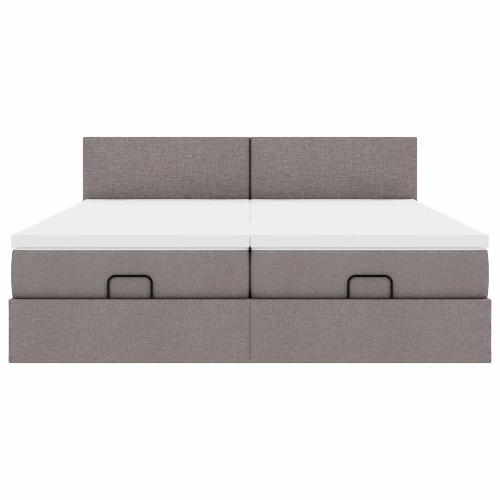 Ottoman Bed with Mattress Taupe 200x200 cm Fabric
