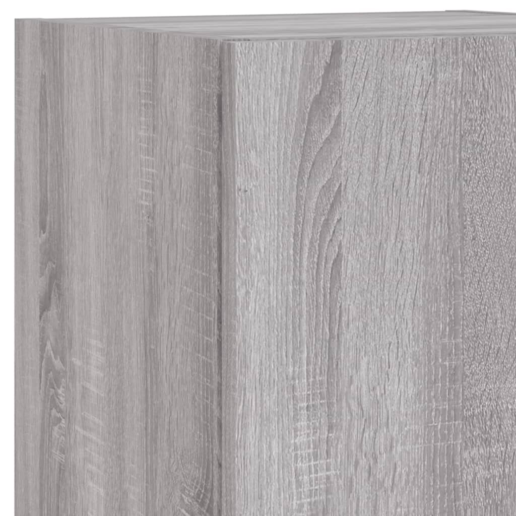 4 piece living room wall unit with LED lighting Gray Sonoma particleboard