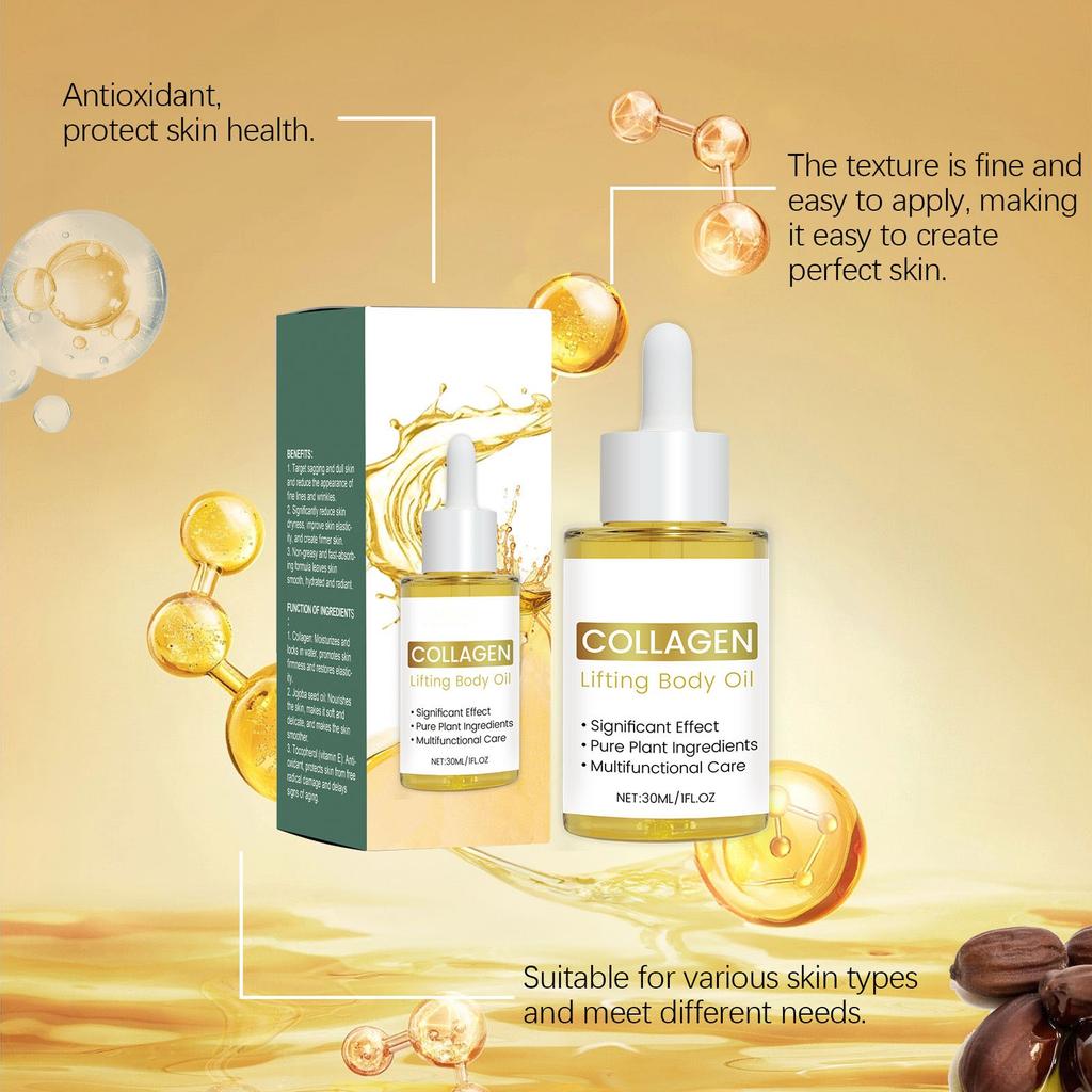 Collagen Lifting Body Oil,Cellulite Massage Collagen Oil, Collagen Firming Body Oil,Moisturizing Body Oil,Collagen Oil For Skin Firming.30ml