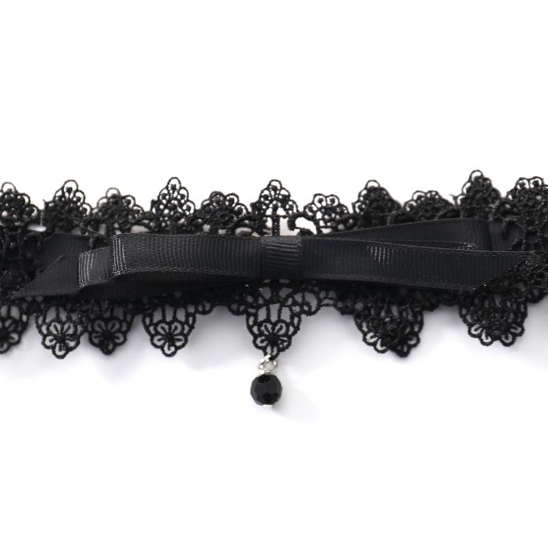 Korean Bowknot Girl Black Lace Choker Necklace Harajuku Loli Cute Collar