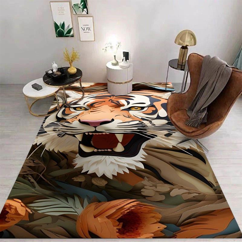 Tiger Animals Carpet Rug for Bedroom Living Room Sofa Home Doormat Kitchen Decoration Kid Game Area Rug Non-slip Floor Mat Gift