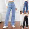 Women's Spring and Summer Seasons Plus Size 5XL High-waisted Slim Straight Jeans Trousers
