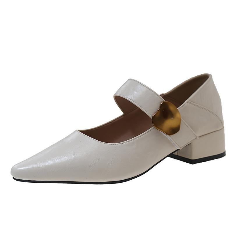 Туфли Мэри Джейн с темпераментом, с мелким вырезом, новые, ретро, с острым носком, универсальные, женские туфли, одинарные туфли