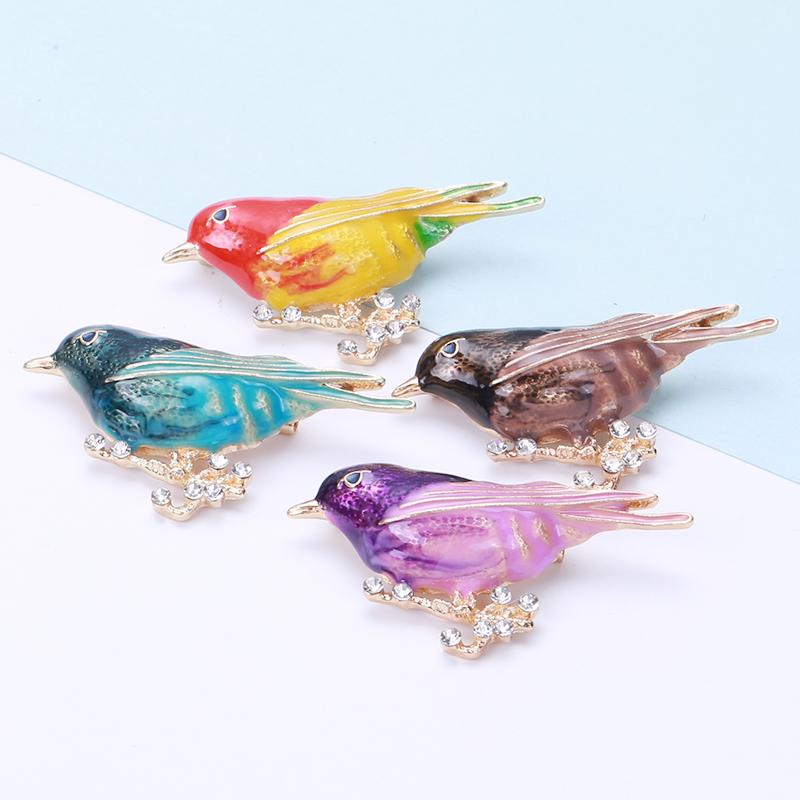 Blucome Милая красочная брошь в виде ветки птицы, эмалированная женская брошь для костюма, сумки, булавки, ювелирные изделия, подарки на Новый год