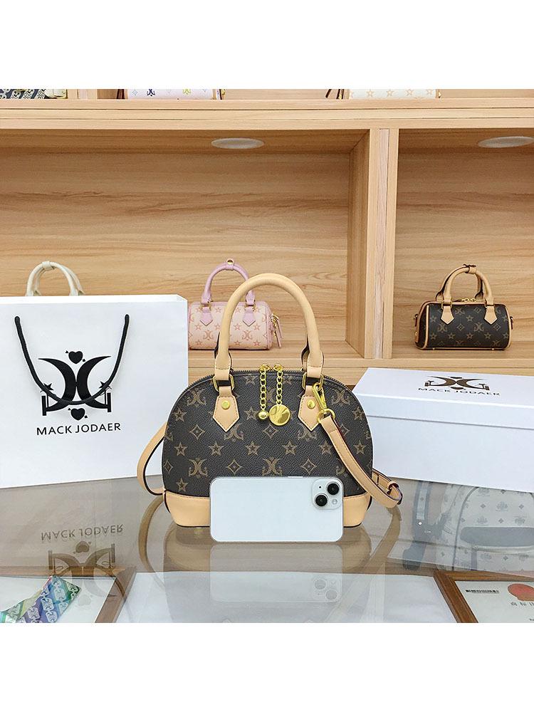 High-End Vintage Monogram Shell Crossbody: 2025 Influencer Chic Colorblock Handbag