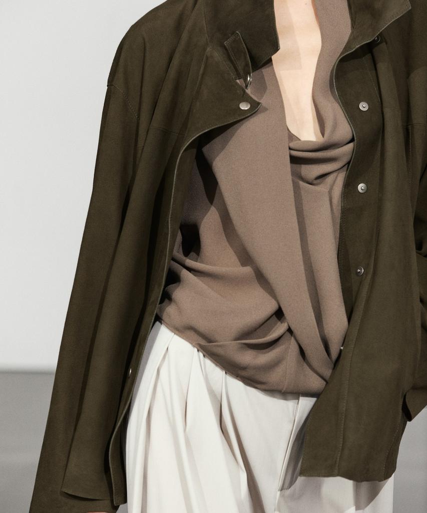 Massimo Dutti Suede Turtleneck Leather Jacket