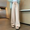 Вязаные широкие брюки для женщин на осень и зиму, новые драпированные длинные брюки с высокой талией, вязаные