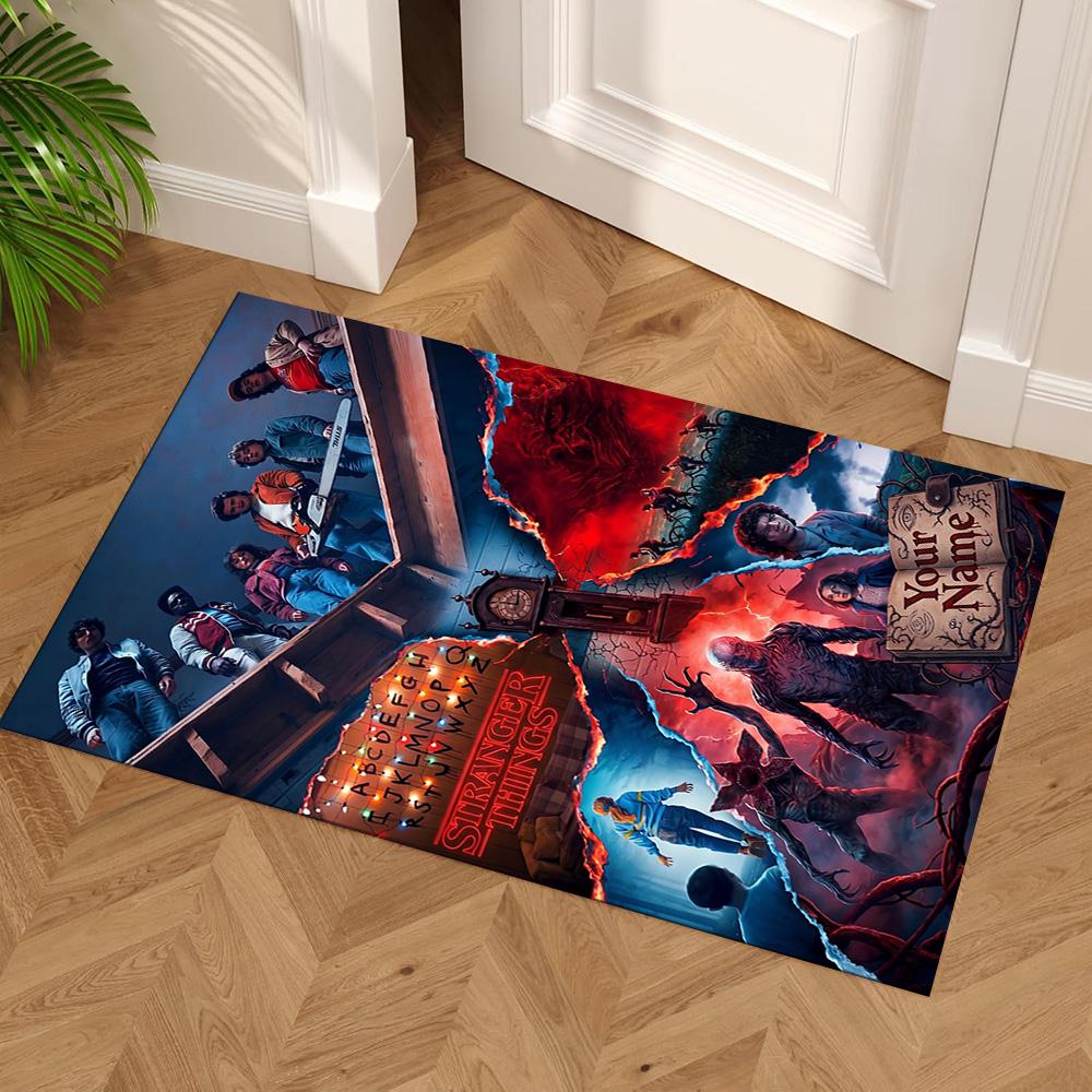 Stranger Things Customize Your Name Area Rug Perfect for Playrooms Decorate room Hallway Balcony Anti-slip Rug Anime Office Decor
