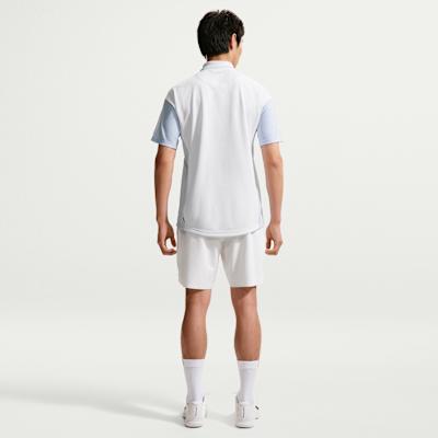 Nike Dri Fit Tennis Tops Men's White Polo Collar Moderate