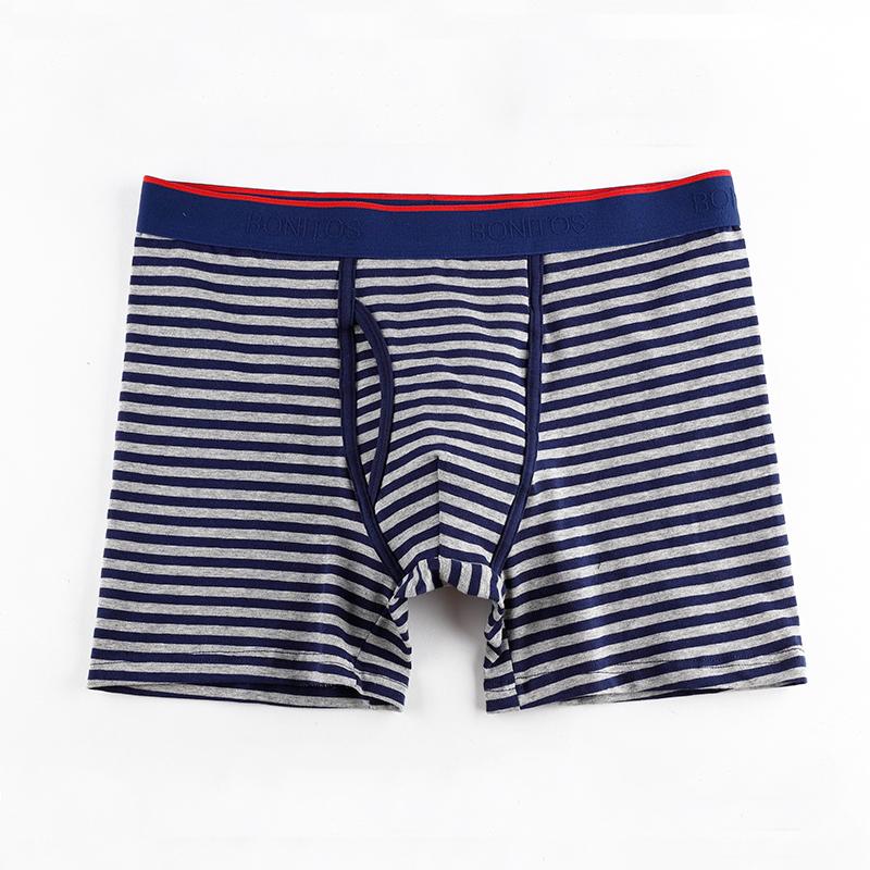 BONITOS 1 шт. открывающиеся мужские трусы с принтом, хлопковые мужские боксеры, нижнее белье в полоску для мужчин