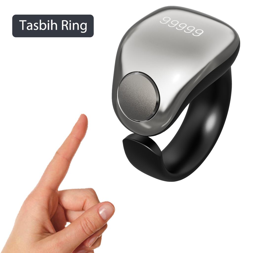 Smart Digital Tasbih Counter Ring 5 Digit Prayer Zikr Rings with 99999 Count with Magnetic Wireless Charging Dock