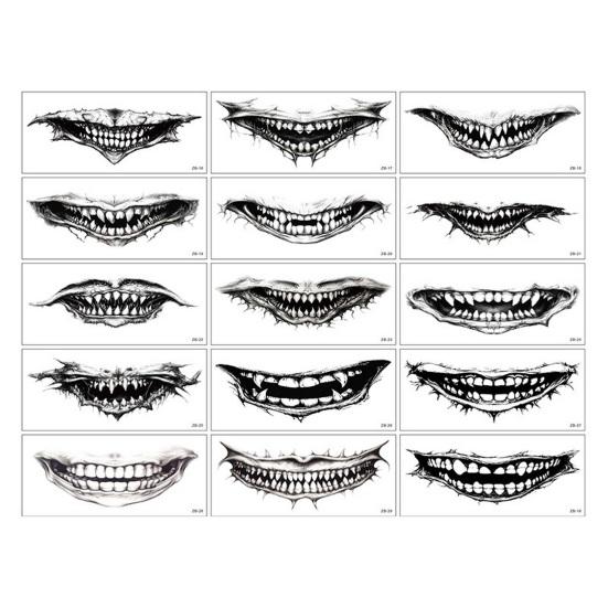 2/5/10/20 шт. Хэллоуин жуткие татуировки рот наклейки шрам татуировки лицо водонепроницаемые временные татуировки вечеринка боди-арт DIY макияж наклейка