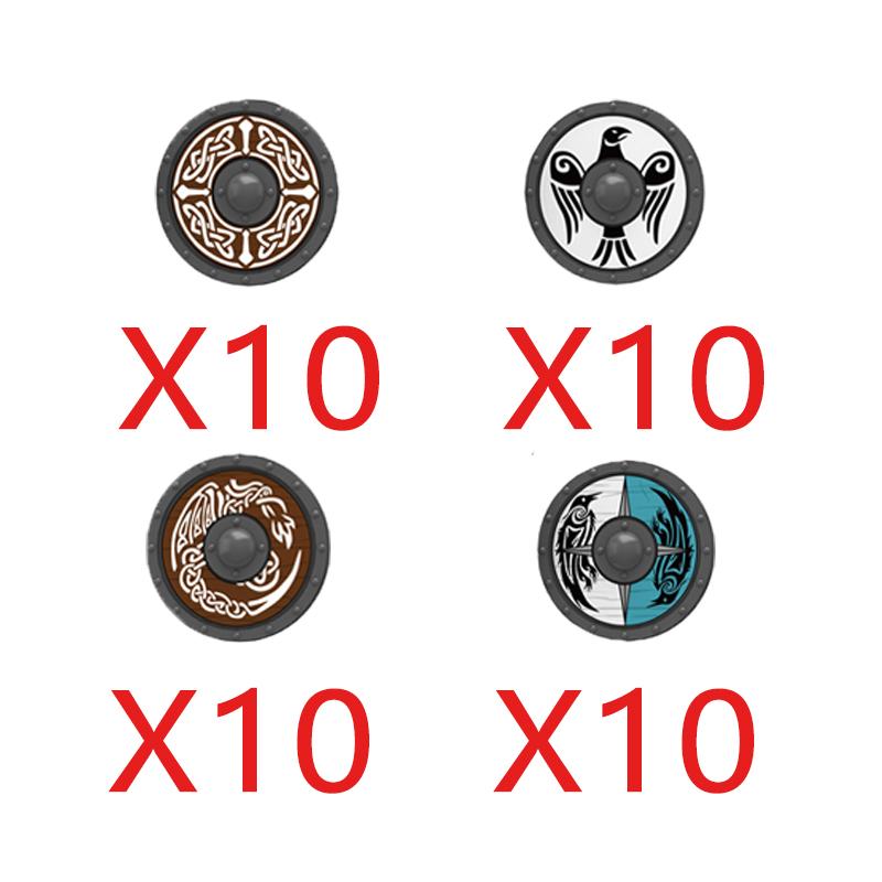 MOC Средневековые Строительные Блоки Персонаж Рыцарь Воин Набор Аксессуаров Шлем Наплечники Щит Лук Стрела Кирпич Подарок Игрушка X022