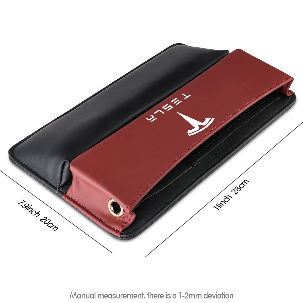 Car Sticker Tesla Car Emblem Leather Central Console Storage Box Auto Side Seat Gap Accessories For Tesla Model 3 Model S Model