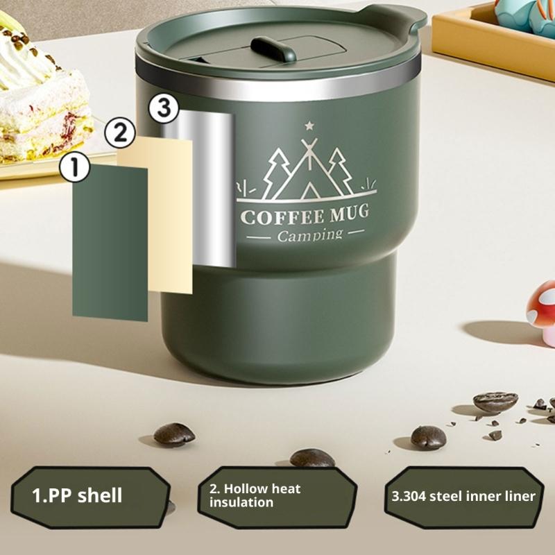 Leak Proof Stainless Steel Coffee Cup With Sealed Lid For Outdoor Camping Office Use Double Layer Insulated Travel Mug