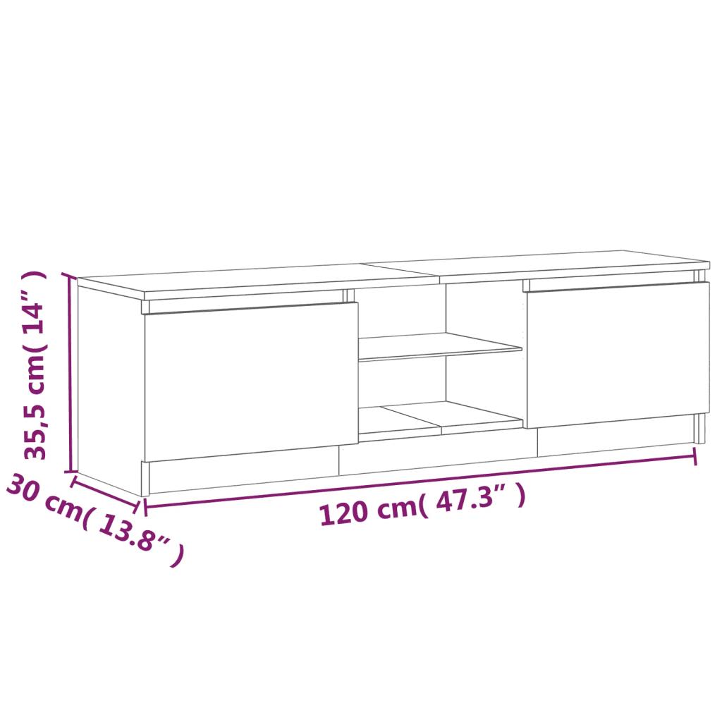 Wall-mounted TV cabinet for a minimalist living room, gray 120x30x35.5 cm
