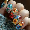 24Pcs Short Coffin Fake Nails Sweet Countryside Flower Butterfly French Tip With Jelly Glue Removable Press On Nails
