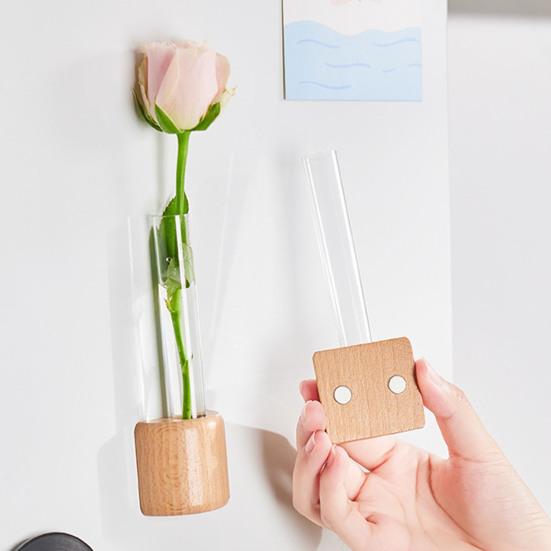 Гидропонные растения Ваза-пробирка Магнит на окно/холодильник Деревянная подставка Размножение растений