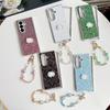Чехол Samsung Z Fold7 с блестками, 3D-цветами, защитой от падения и ремешком