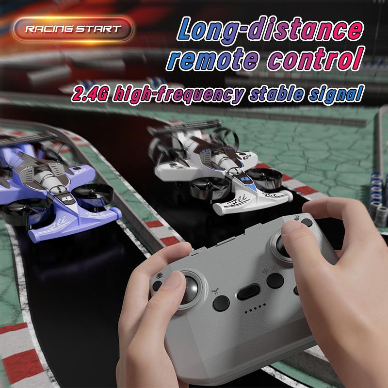 Нетоксичный Мини-дрон 2-в-1 Воздушно-наземный Летающий Автомобиль 2,4G Двойной Режим Квадрокоптер Гоночный Профессиональный Радиоуправляемый Автомобиль Детская Внедорожная Игрушка Подарок для Ребенка и Взрослого