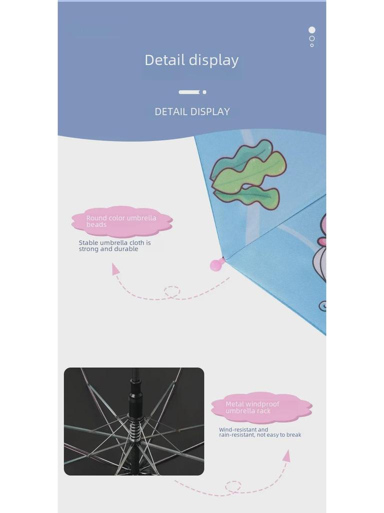 Детский автоматический зонт Cartoon – водонепроницаемый, с длинной ручкой, унисекс, солнцезащитный козырек