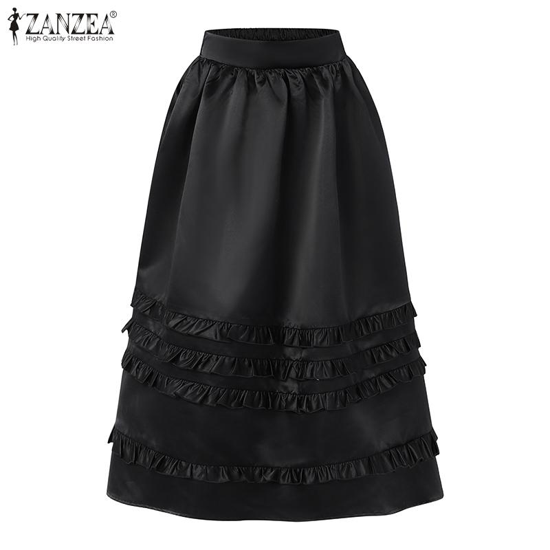 ZANZEA Женские винтажные однотонные многослойные юбки