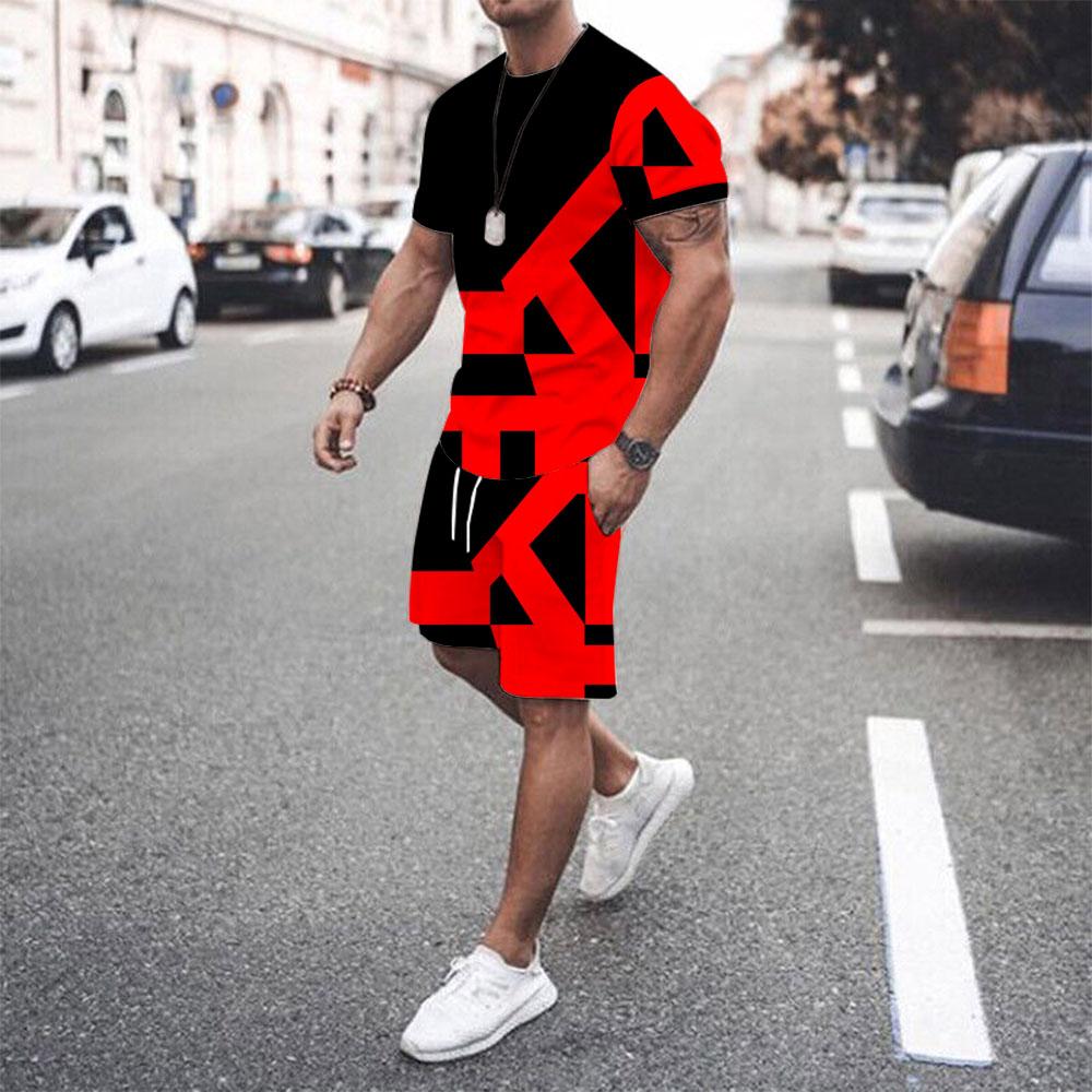 2025 Повседневная мода Красивый мужской комплект футболка шорты Летние дышащие удобные мягкие мужские свободные шорты одежда большого размера