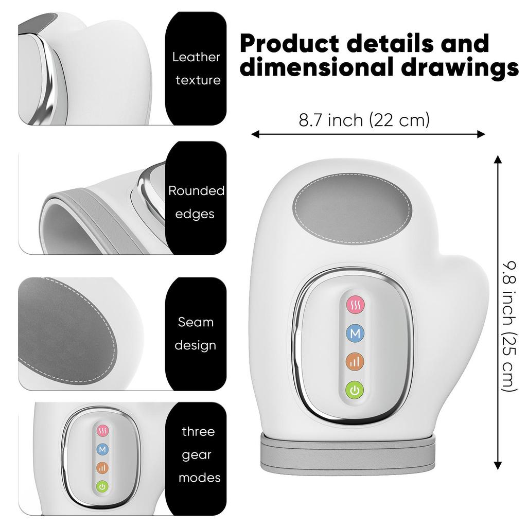 Hand Massager with Heat Compression Relief, 3 Massage, 4 Temperature,5 Compression Model Therapeutic Gloves, Wrist and Finger Massage gifts for loves