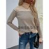 2024 Европейский и Американский Осень-Зима Новый Полосатый Женский Свитер С Высоким Воротником Полосатый Пуловер Вязаный Свитер