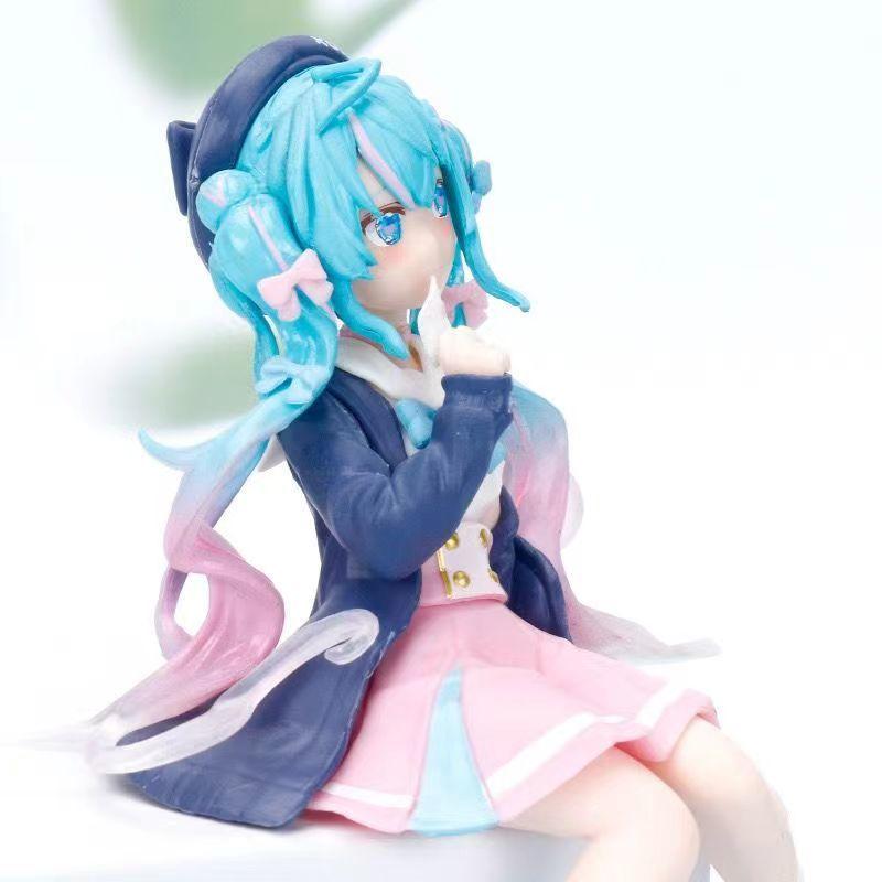 Милая фигурка Хацунэ Мику в сидячей позе - 2D аниме-модель, подходит для корпуса компьютера или украшения автомобиля, подарочный предмет