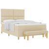 Box Spring Bed with Pillow Headboard Cream 200 x 160 cm Fabric