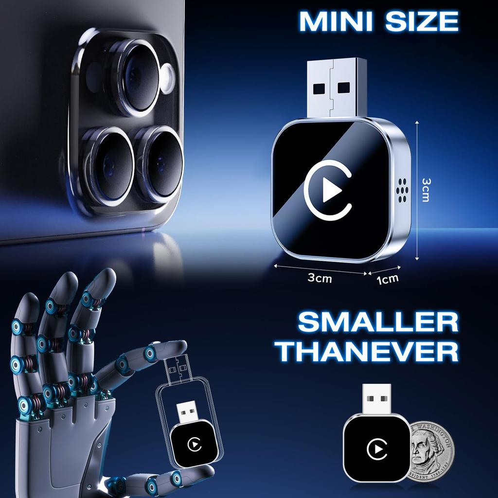 2-in-1 Wireless Android Auto Adapter, Plug Play Converts Wired To Wireless, Fast Auto-Connect, No Delay