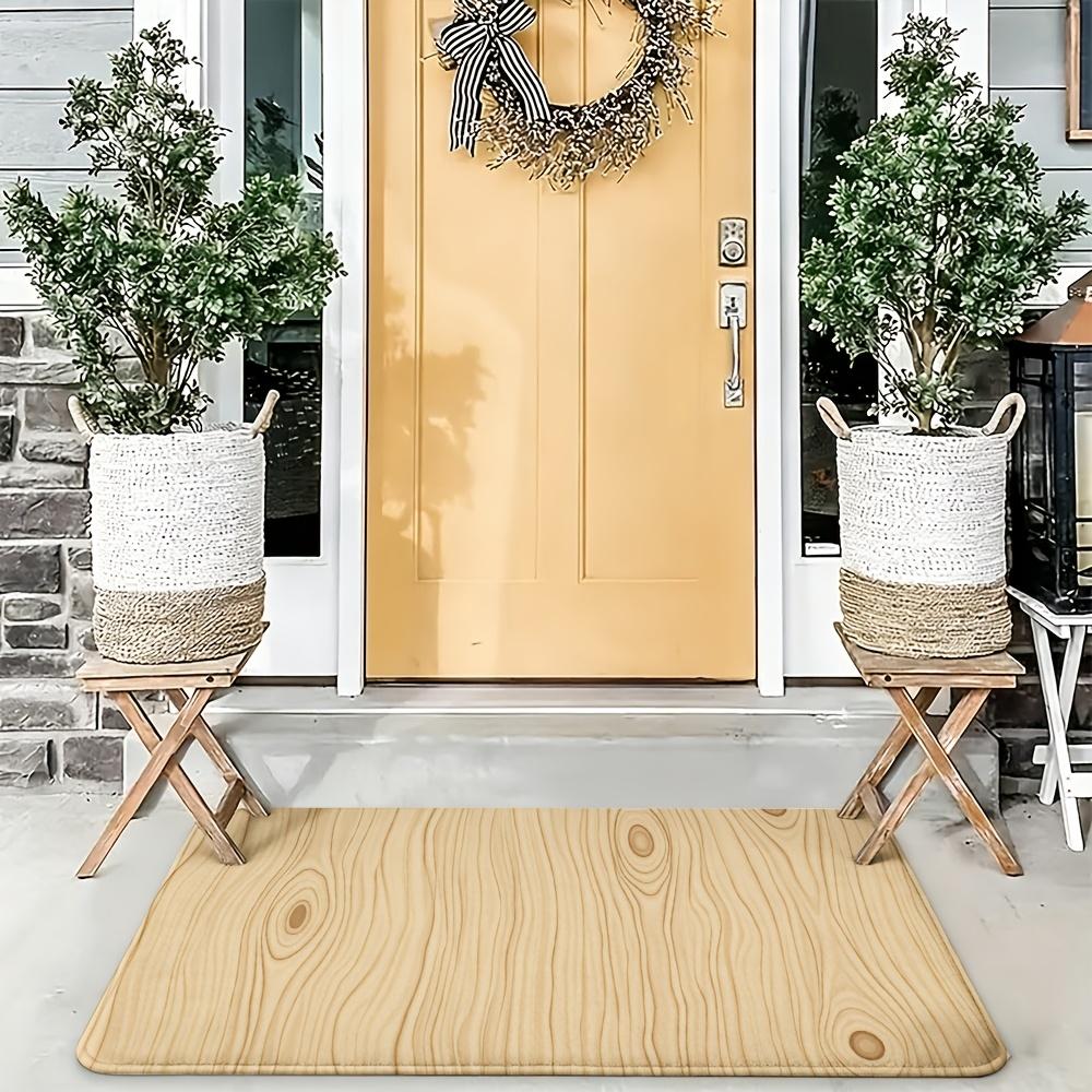 Durable Natural Wood Look Doormat for Entryway Home Decor Floor Mat Indoor Outdoor Rug 40x60cm